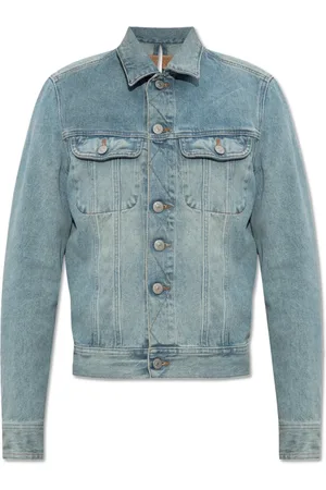 Maison Margiela Kurtki, Kobieta, Niebieski, S, Bawełna, Kurtka jeansowa z rozcięciem