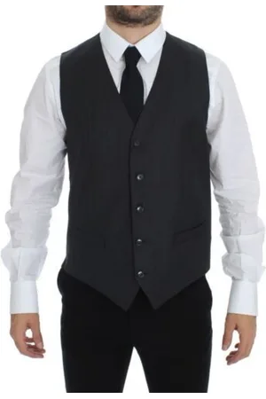 Dolce & Gabbana Garnitury, Mężczyzna, Szary, M, Wełna, Elegancki szary wełniany formalny kamizelka sukienka