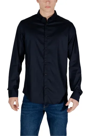 Armani Exchange Koszule, Mężczyzna, Niebieski, M, Koszula z długim rękawem Kolekcja Wiosna/Lato