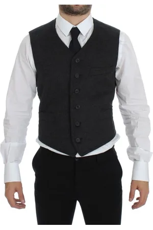 Dolce & Gabbana Kurtki, Mężczyzna, Szary, M, Wełna, Elegancki Szary Kamizelka do Sukienki z Wełny
