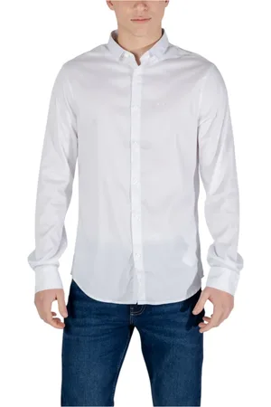 Armani Exchange Koszule, Mężczyzna, Biały, L, Koszula z długim rękawem Kolekcja Wiosna/Lato