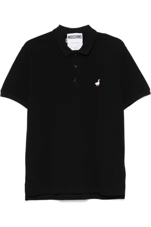 Moschino Koszulki, Mężczyzna, Czarny, 2XL, Czarna koszulka polo z haftem