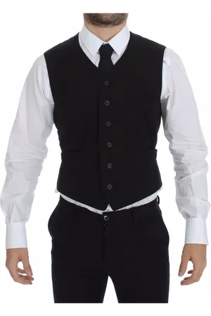Dolce & Gabbana Garnitury, Mężczyzna, Czarny, XS, Bawełna, Elegancki Czarny Kamizelka Sukienka z Bawełny
