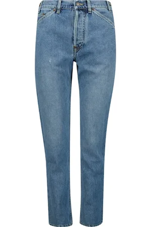 Moschino Jeansy, Kobieta, Niebieski, S, Denim, Wysokotalowje jasnoniebieskie proste jeansy
