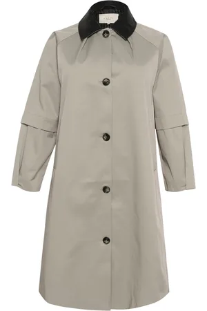 Kaffe Płaszcze, Kobieta, Szary, 5XL, Elegancki Płaszcz Trenchcoat Elephant Skin