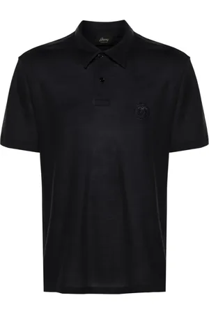 BRIONI Koszulki, Mężczyzna, Czarny, L, Granatowy Polo z Haftowanym Logo