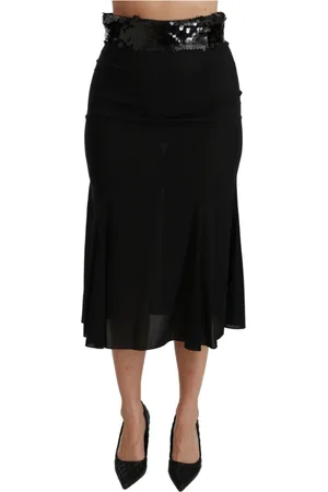Dolce & Gabbana Spódnice, Kobieta, Czarny, S, Poliester, Czarna Spódnica z Cekinami o Wysokim Stanie