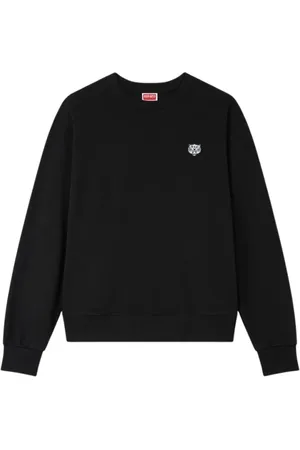 Kenzo Bluzy, Mężczyzna, Czarny, L, Wesoły Tygrys Haftowany Sweter