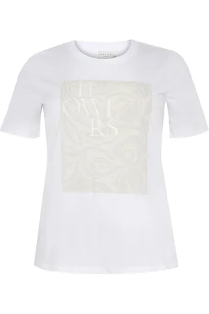 Kaffe Koszulki, Kobieta, Biały, M, T-shirt z Graficznym Nadrukiem Biały Optyczny