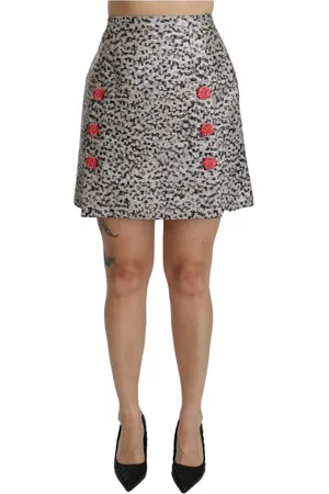 Dolce & Gabbana Spódnice, Kobieta, Czarny, M, Poliester, Wykwintna czarna ozdobiona spódnica o wysokim staniku