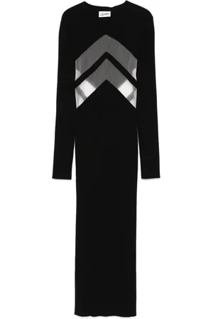 Jean Paul Gaultier Sukienki, Kobieta, Czarny, M, Długa sukienka z transparentnym wzorem chevron