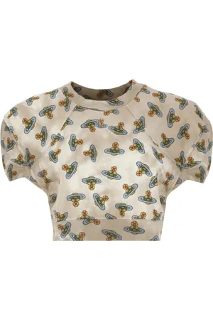 Vivienne Westwood Koszulki, Kobieta, Wielobarwność, S, Orb Logo Beige T-shirt i Polo
