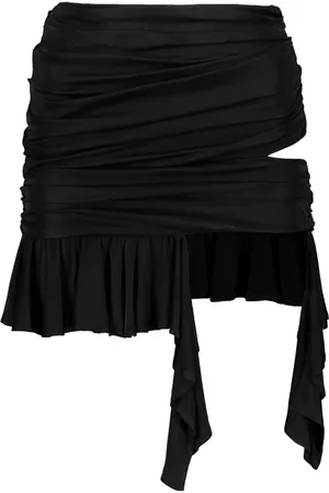 ANDREA ADAMO Spódnice, Kobieta, Czarny, S, Draped Ruffled Mini Skirt