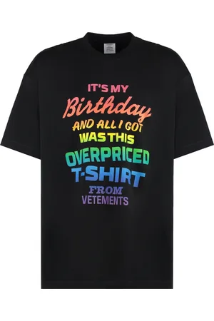 Vetements Koszulki, Mężczyzna, Czarny, S, Bawełniany T-shirt z Kontrastowym Nadrukiem