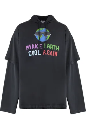 Vetements Bluzy, Mężczyzna, Czarny, M, Vintage Bawełniany Hoodie z Nadrukiem na Przodzie
