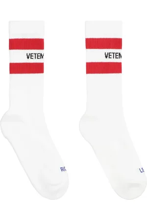 Vetements Bielizna, Mężczyzna, Biały, M, Skarpetki bawełniane z logo, kontrastujący kolor