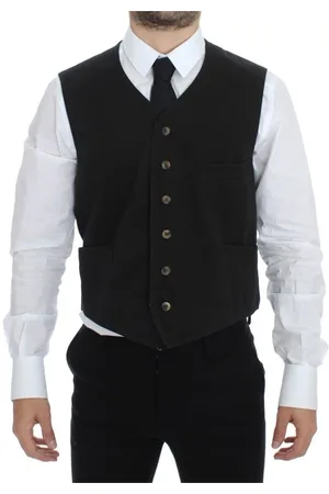 Dolce & Gabbana Garnitury, Mężczyzna, Czarny, S, Bawełna, Elegancki Czarny Kamizelka Sukienka