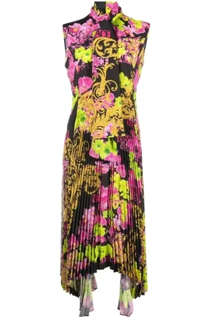 VERSACE Sukienki, Kobieta, Wielobarwność, S, Elegancka Czarna Sukienka dla Kobiet