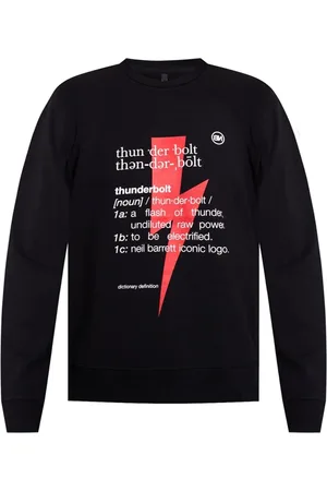 Neil Barrett Bluzy, Mężczyzna, Czarny, M, Bluza z Logo i Nadrukiem na Przodzie