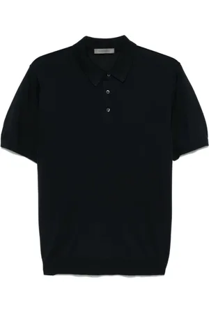 corneliani Swetry, Mężczyzna, Niebieski, S, Niebieski Jedwabny Sweter Polo
