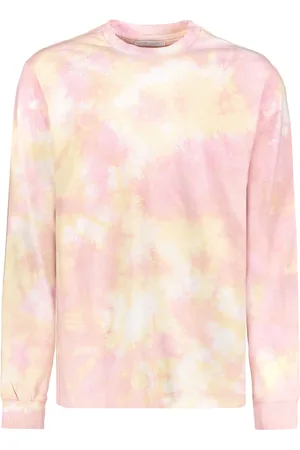 JOHN ELLIOTT Koszulki, Mężczyzna, Różowy, M, T-shirt z bawełny z efektem tie dye i ściągaczami
