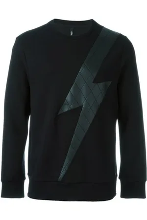 Neil Barrett Bluzy, Mężczyzna, Czarny, S, Bluza z nadrukiem Flash