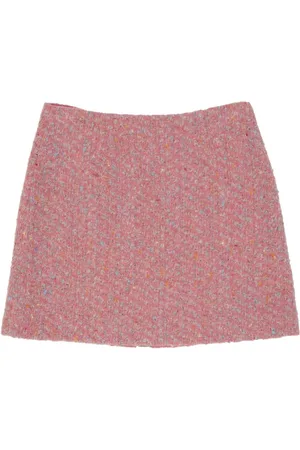Moschino Spódnice, Kobieta, Różowy, M, Wełniana Mini Spódnica Styl Couture