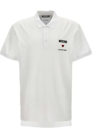Moschino Koszulki, Mężczyzna, Biały, L, Miłość Zaufanie Bawełniany Polo Czerwone Serce