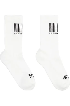 Vetements Bielizna, Mężczyzna, Biały, S, Kontrastujące Skarpetki z Bawełnianym Wzorem Intarsia