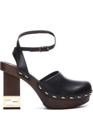 Fendi Buty, Kobieta, Czarny, 36 EU, Skórzane szpilki z dekoracyjnym obcasem