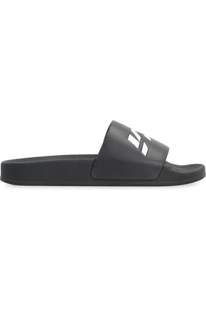 Vetements Buty, Mężczyzna, Czarny, 45 EU, Logo Detail Gumowe Slajdy