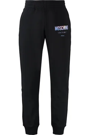 Moschino Spodnie, Mężczyzna, Czarny, L, Spodnie z nadrukiem logo z organicznej bawełny