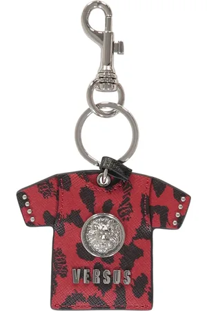 VERSACE Akcesoria, unisex, Czerwony, ONE SIZE, Stylowy brelok skórzany z logo