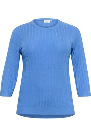 Kaffe Swetry, Kobieta, Niebieski, L, Nylon, Sweter z żebrowanym kołnierzem Ultramaryna