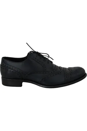 Dolce & Gabbana Buty, Mężczyzna, Niebieski, 41 EU, Skóra, Niebieskie skrzane buty do garnituru z ozdobnymi czubami