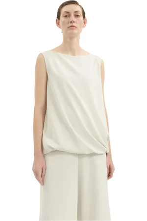 Annette Görtz Koszulki, Kobieta, Beżowy, 3XL, Poliester, Elegancki Kremowy Top z Minimalistycznym Designem