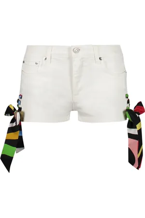 Emilio Pucci Szorty, Kobieta, Biały, S, Szorty Dżinsowe z Dekoracyjnymi Kokardami