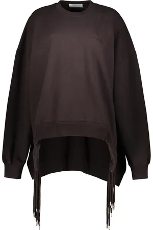 AMBUSH Bluzy, Kobieta, brązowy, XS, Sweter z bawełny z ściągaczem i asymetrycznym dołem