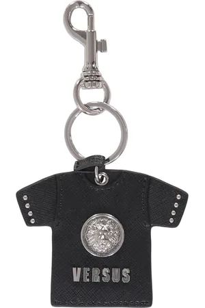 VERSACE Akcesoria, unisex, Czarny, ONE SIZE, Stylowy brelok skórzany z logo
