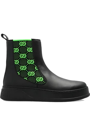 Gucci Buty, Mężczyzna, Czarny, 40 1/2 EU, Skóra, Skórzane buty High-Top z monogramem
