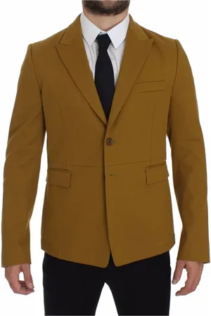 Dolce & Gabbana Kurtki, Mężczyzna, Żółty, S, Bawełna, Żółty Elegancki Blezer z mieszanki bawełny