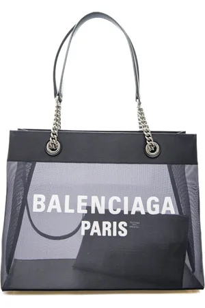 Balenciaga Torebki, Kobieta, Czarny, ONE SIZE, Len, Elegancka Torba Shopper z Elementami Skóry