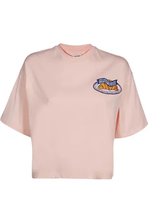 Opening Ceremony Koszulki, Kobieta, Różowy, XS, Krótki Bawełniany T-shirt z Logo Patchem