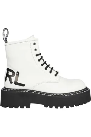Karl Lagerfeld Buty, Kobieta, Biały, 36 EU, Skórzane Buty na Sznurowadła