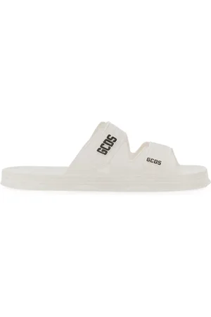GCDS Buty, Mężczyzna, Biały, 42 EU, Gumowe Logo Płaskie Sandały Mężczyźni
