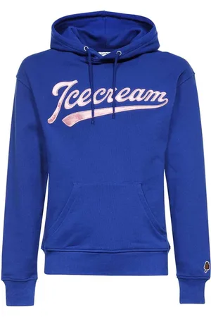 ICECREAM Bluzy, Mężczyzna, Niebieski, S, Haftowany bawełniany hoodie