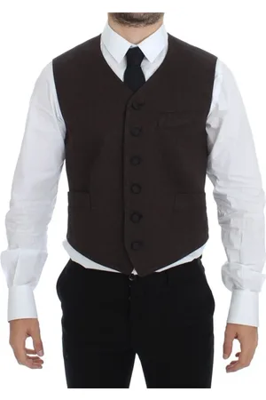 Dolce & Gabbana Garnitury, Mężczyzna, brązowy, S, Bawełna, Elegancki Brązowy Kamizelka z Bawełnianym Mieszanką