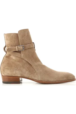 Saint Laurent Buty, Kobieta, Beżowy, 39 EU, Skórzane buty Jodhpur z klamrą