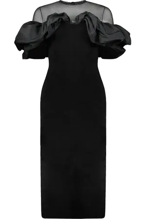 Alexander McQueen Sukienki, Kobieta, Czarny, S, Sukienka z Falbanami na Rękawach