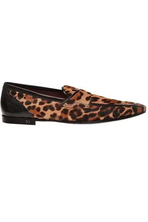 Dolce & Gabbana Buty, Mężczyzna, brązowy, 41 EU, Mokasynyy z Włoskiego Skórzanej Skóry z Wzorem Leoparda